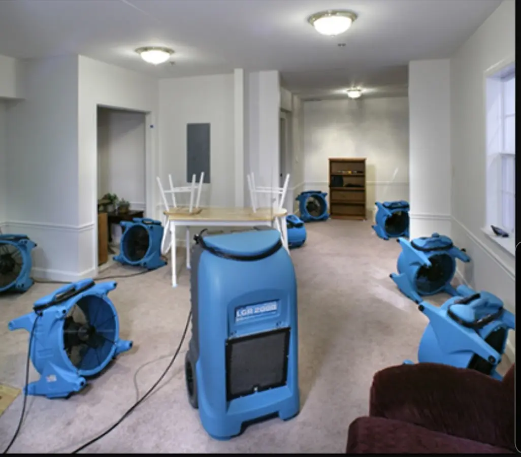 Air movers and dehumidifier setup for Water Extraction & Removal in Miles City